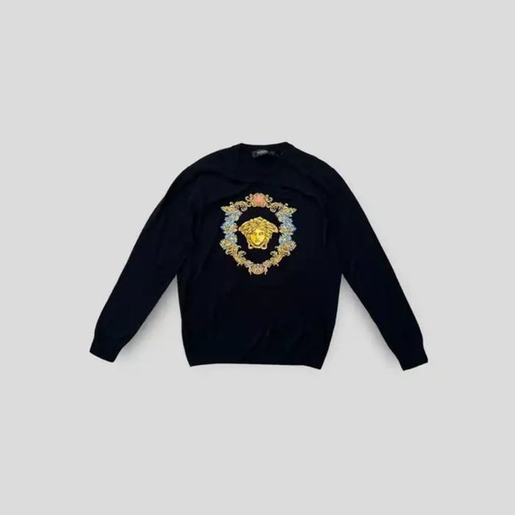 Versace, Sweaters, Mens Versace Greca Monogram Cardigan Sweater Tealplum